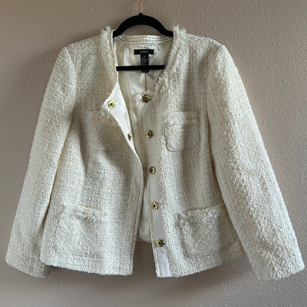 Alfani Cream Textured Blazer